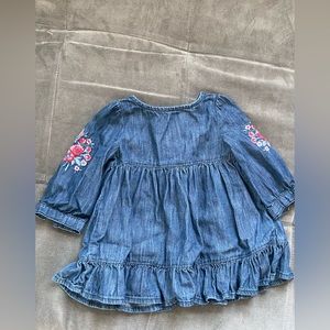 Gap baby denim long sleeved dress with floral appliqué size 3-6months